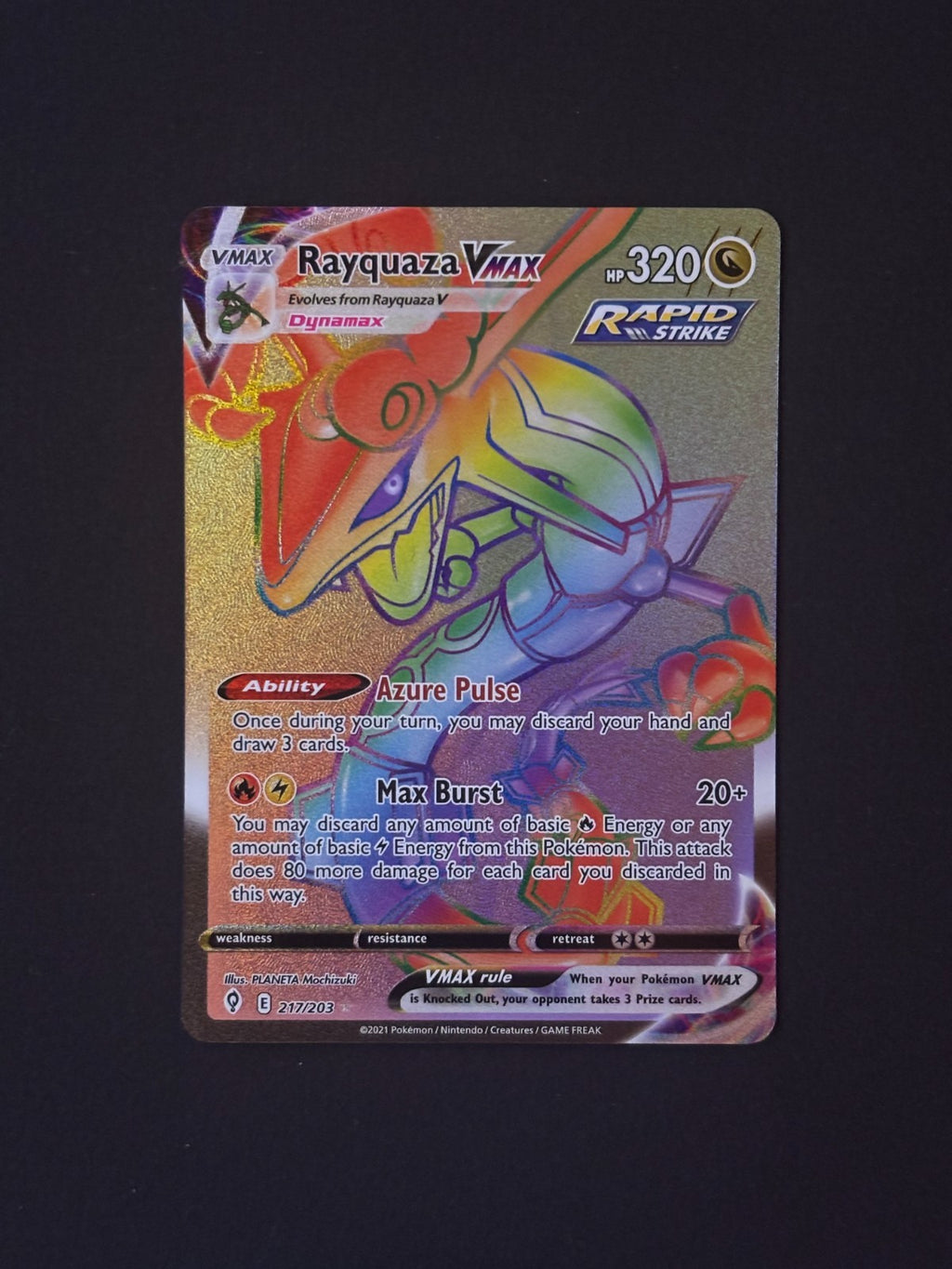 Rayquaza VMAX (Secret) 217/203 SWSH07: Evolving Skies Holo